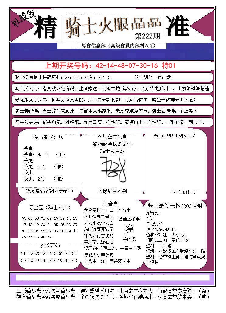 2024222期骑士火眼晶晶B