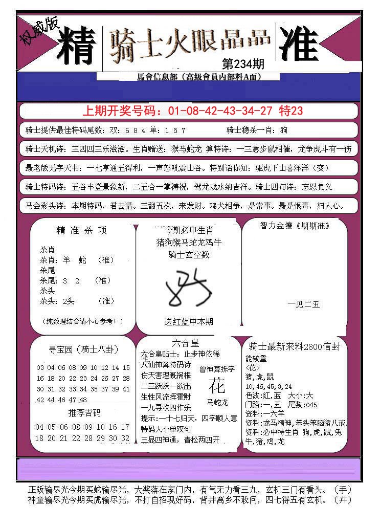2024234期骑士火眼晶晶B