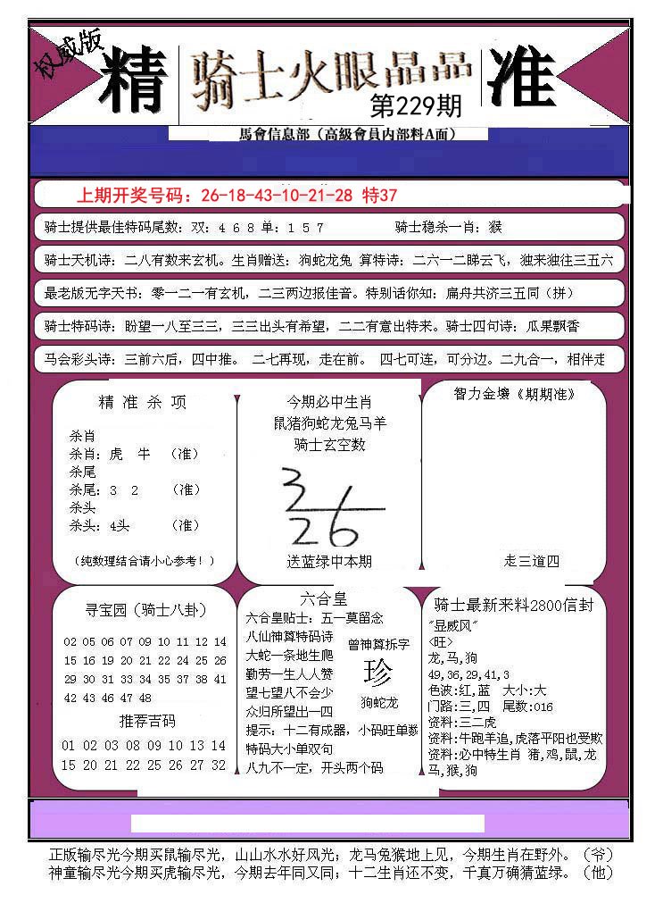 2024229期骑士火眼晶晶B