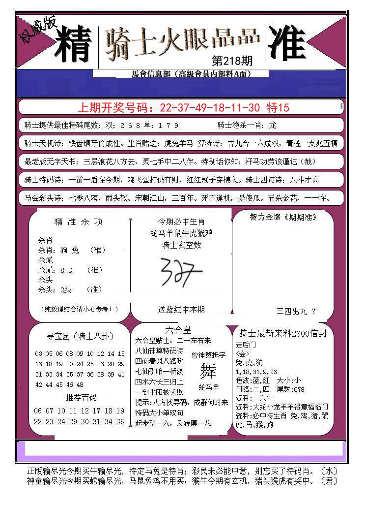 2024218期骑士火眼晶晶B