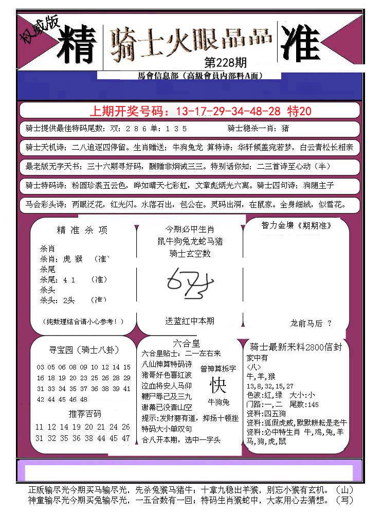 2024228期骑士火眼晶晶B