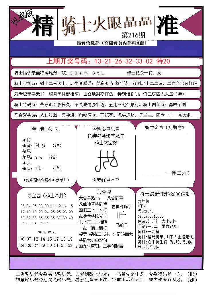 2024216期骑士火眼晶晶B