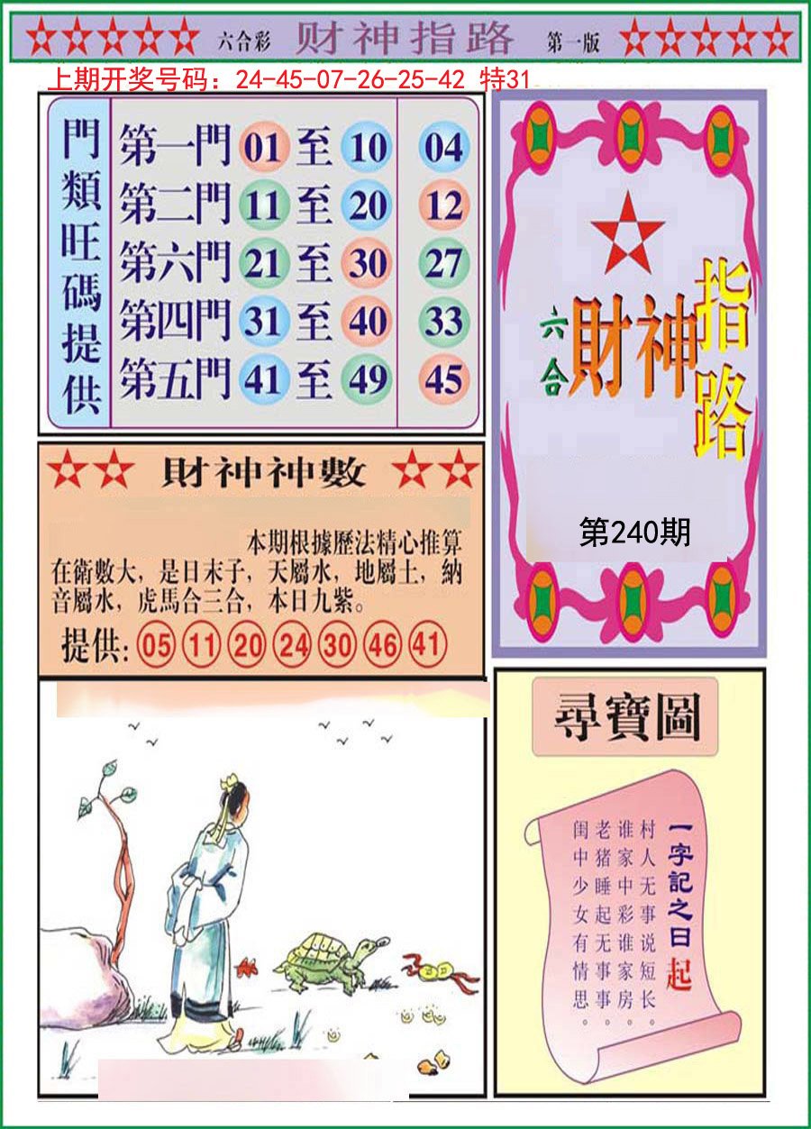 2024240期财神指路A