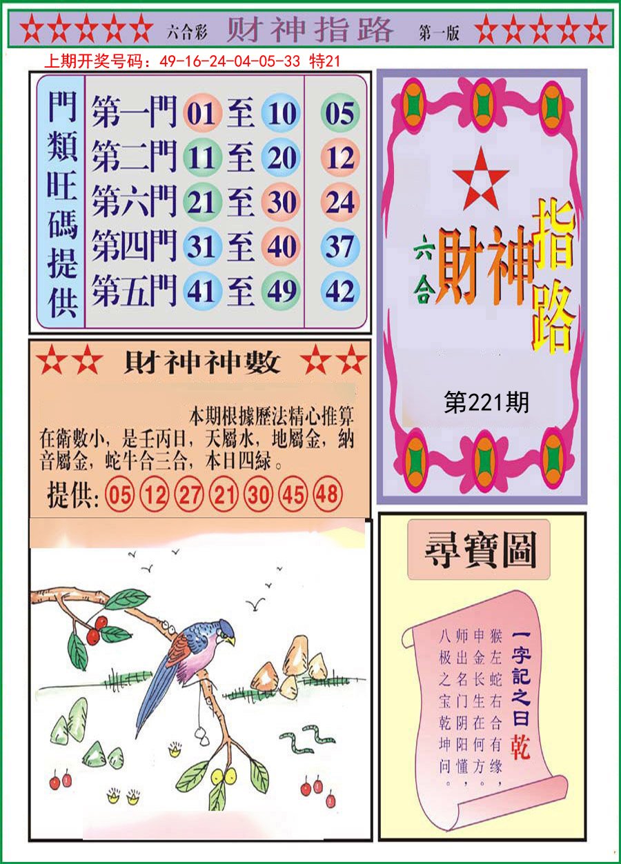 2024221期财神指路A