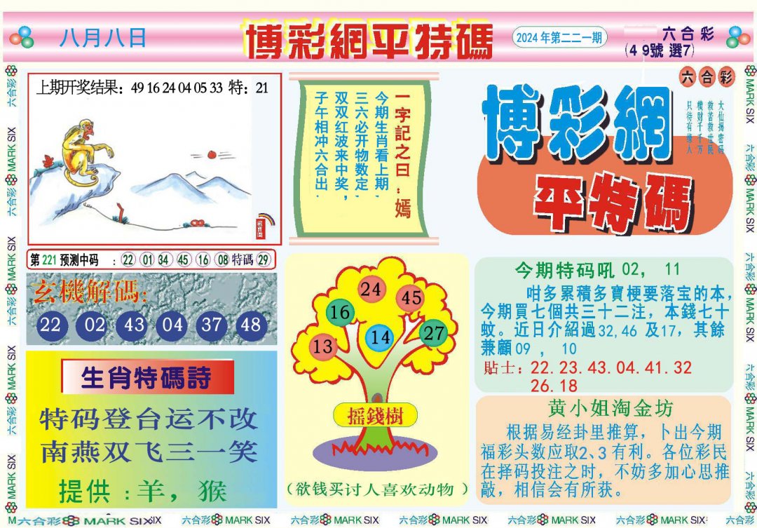 2024221期博彩网平特报
