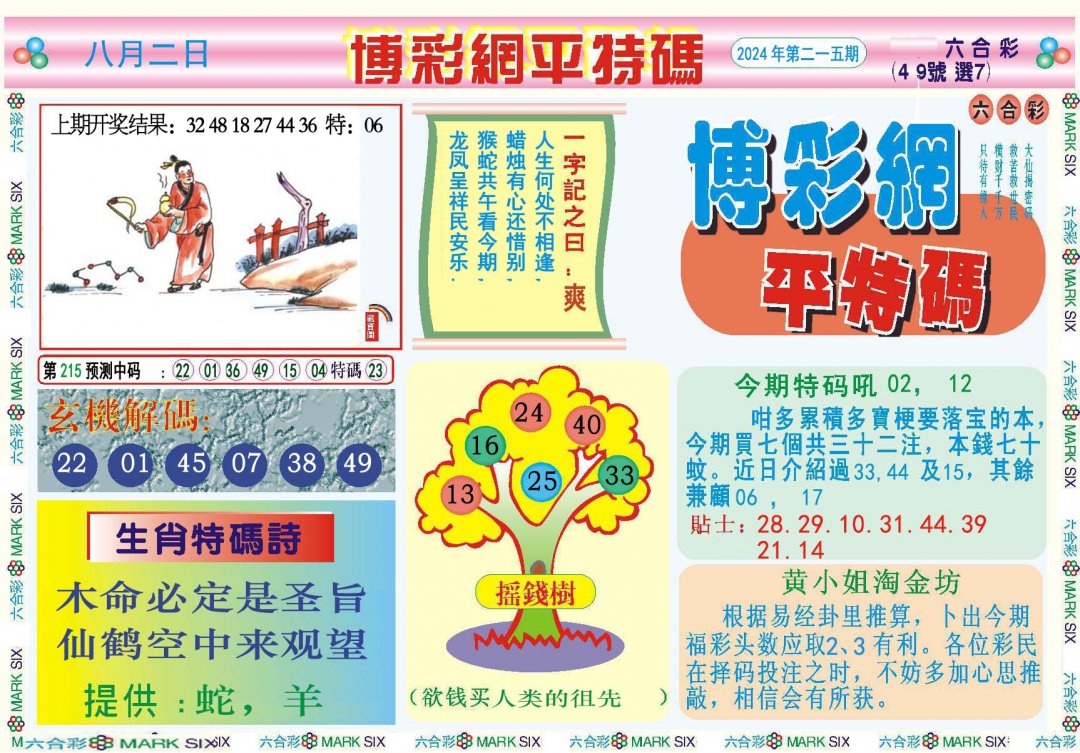 2024215期博彩网平特报
