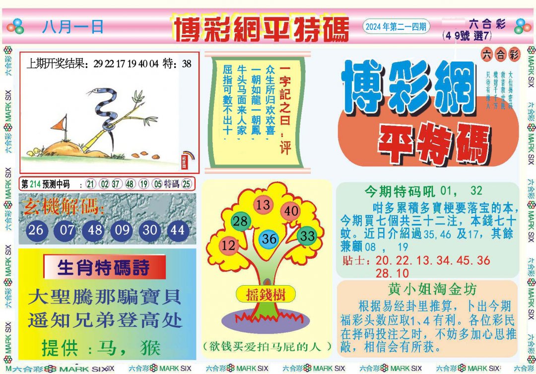 2024214期博彩网平特报