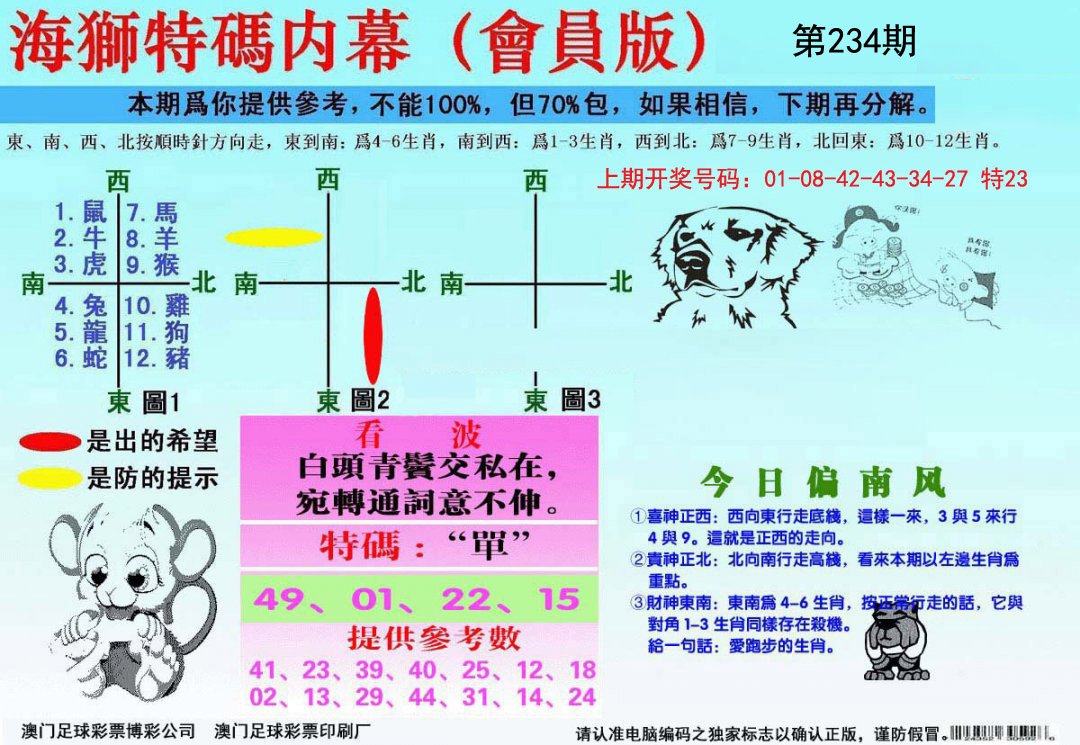 2024234期海狮特码会员报