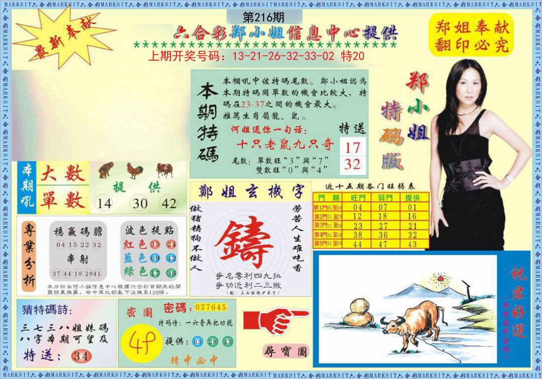 2024216期郑小姐特码报A