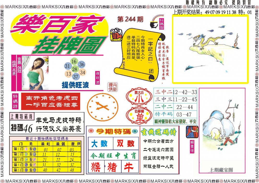 2024244期乐百家挂牌图