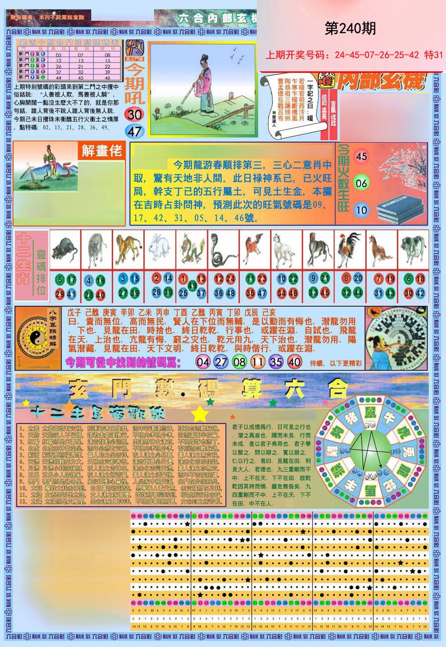2024240期(新版)内部玄机A