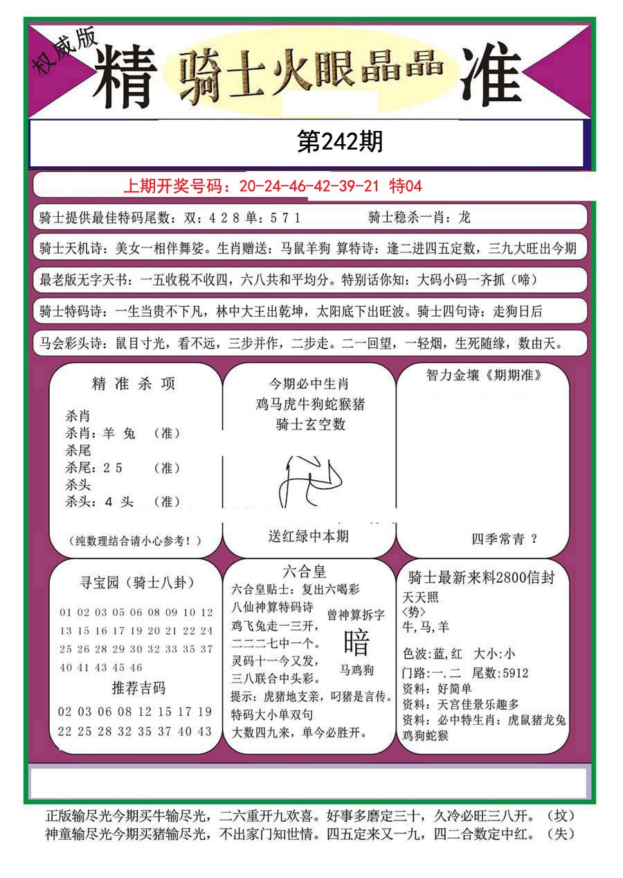 2024242期骑士火眼晶晶（正）