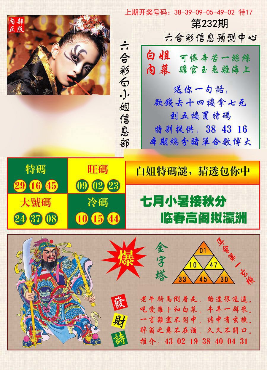 2024232期港彩内幕报