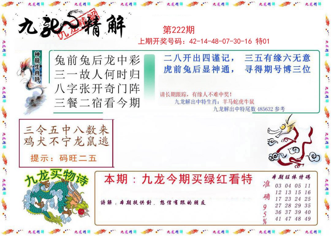 2024222期九龙精解