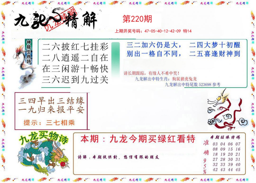 2024220期九龙精解
