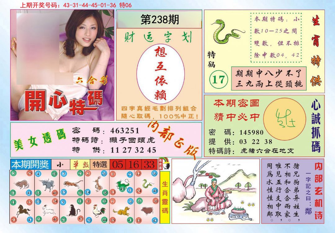 2024238期开心特码