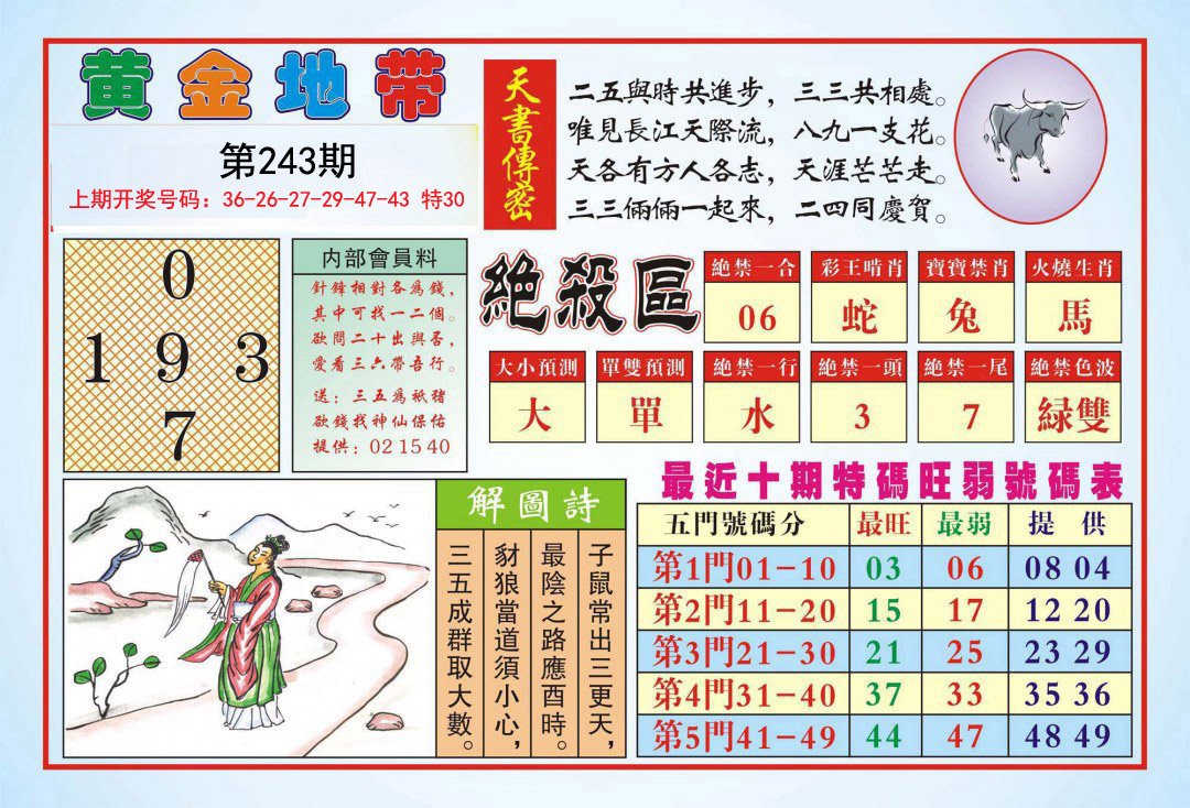 2024243期黄金地带