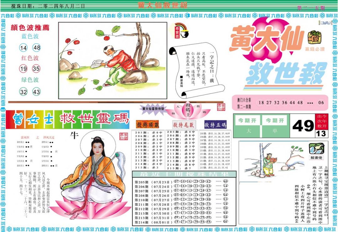 2024215期黄大仙救世A
