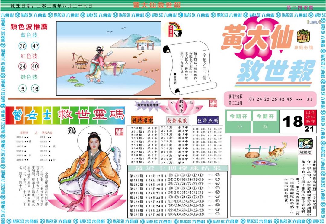 2024240期黄大仙救世A