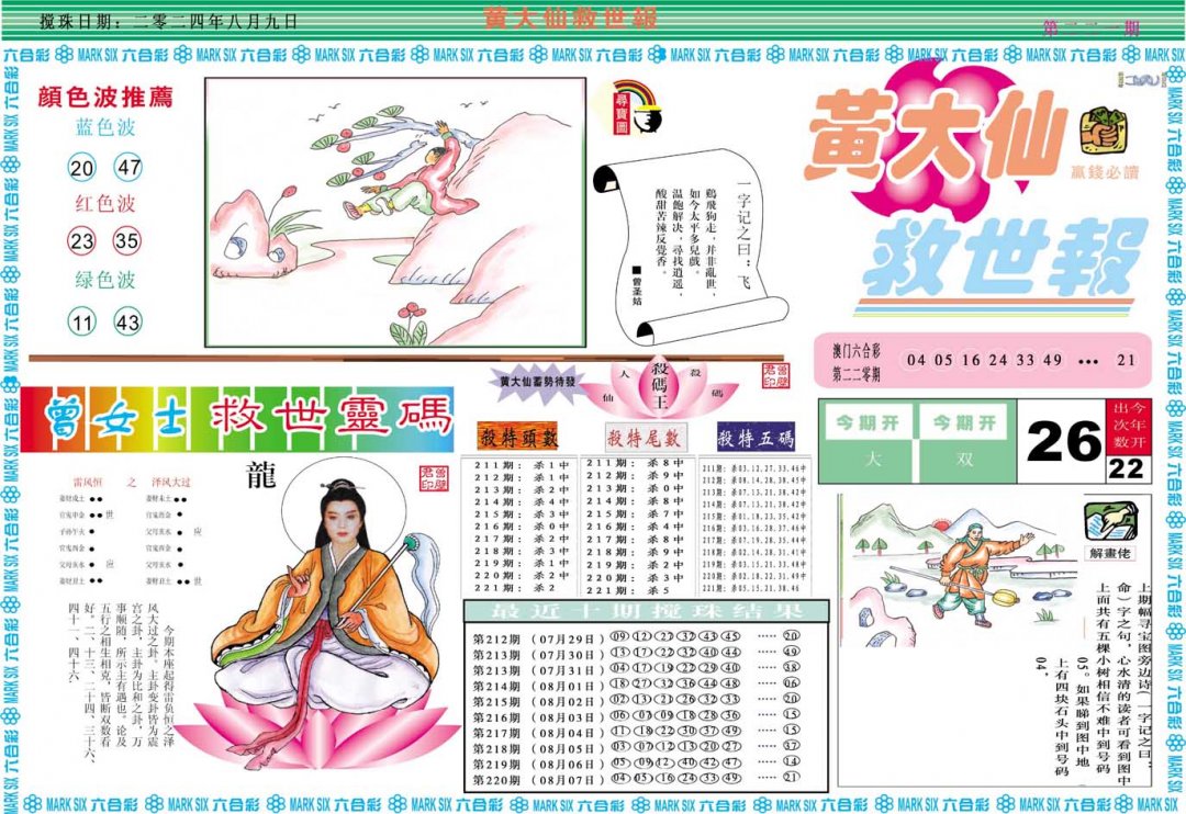 2024221期黄大仙救世A