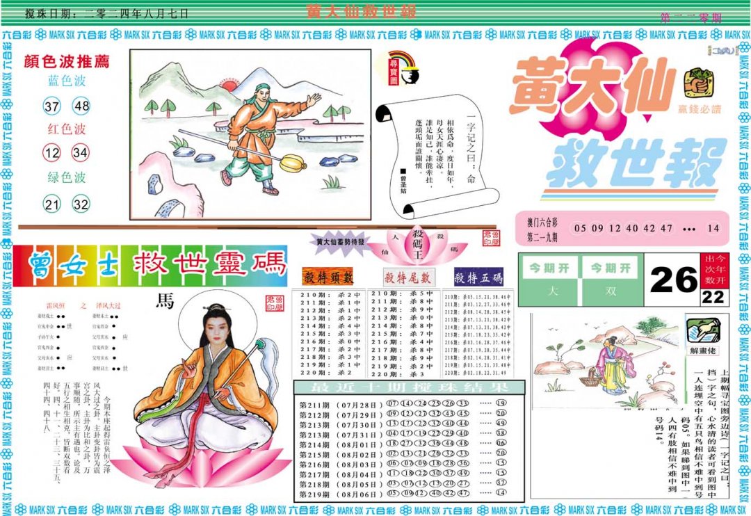 2024220期黄大仙救世A