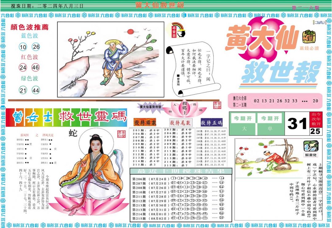 2024216期黄大仙救世A