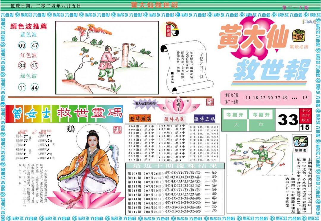 2024218期黄大仙救世A