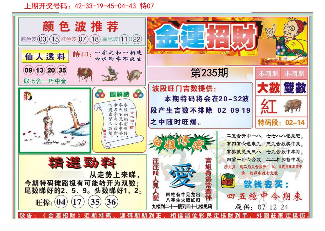 2024235期金运招财