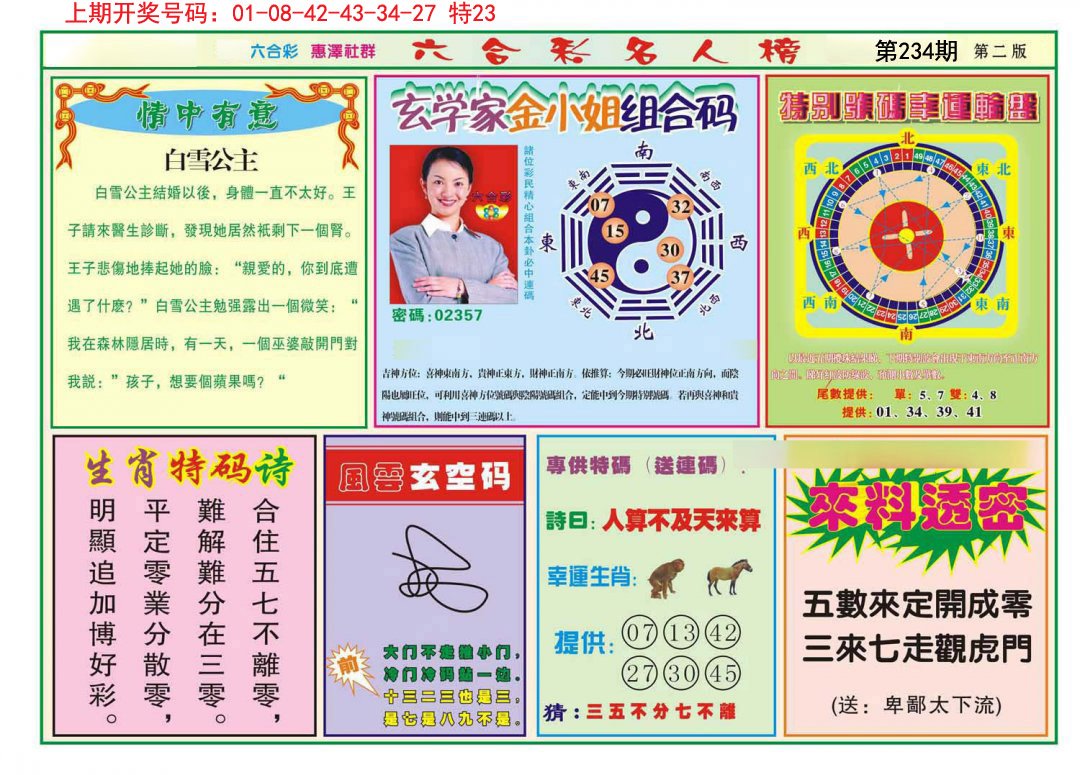 2024234期名人榜B