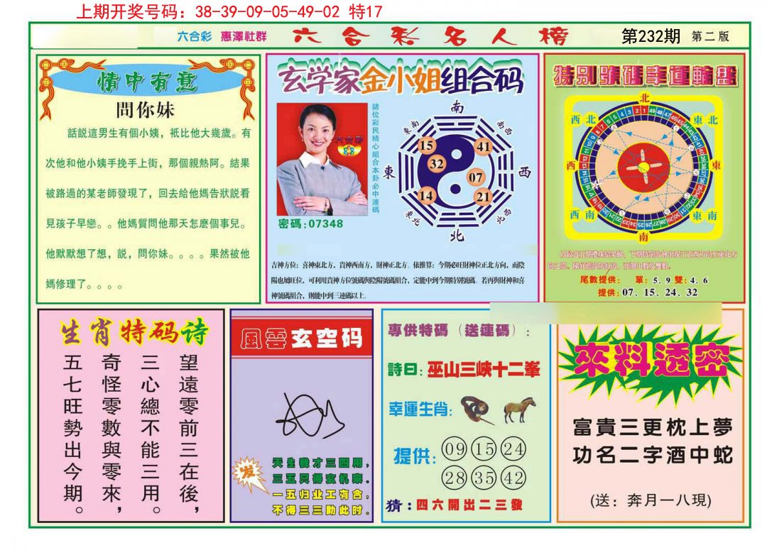 2024232期名人榜B