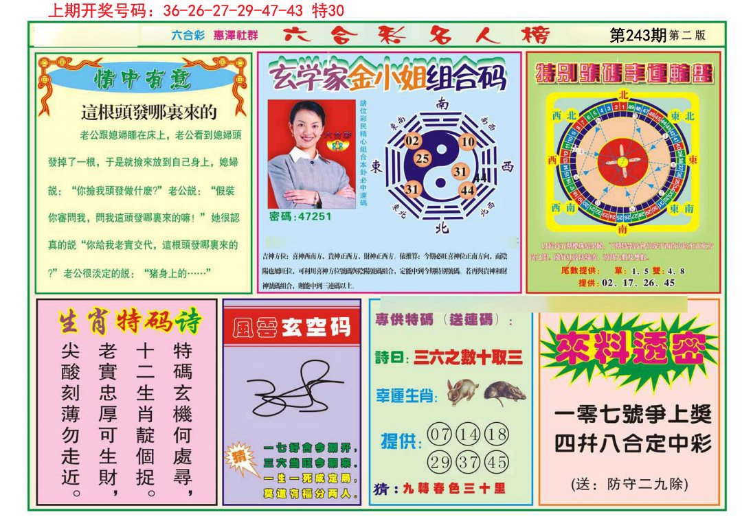 2024243期名人榜B