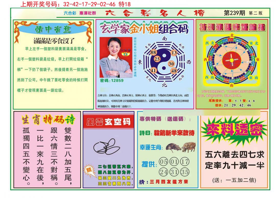 2024239期名人榜B