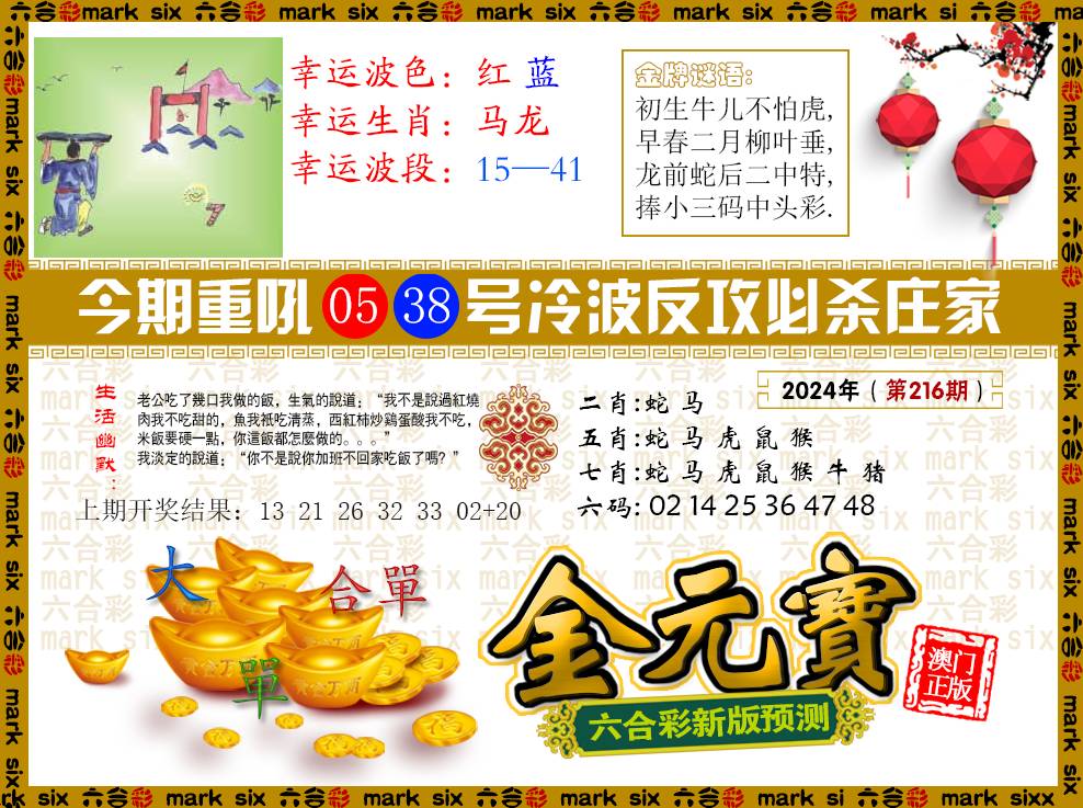 2024216期金元宝