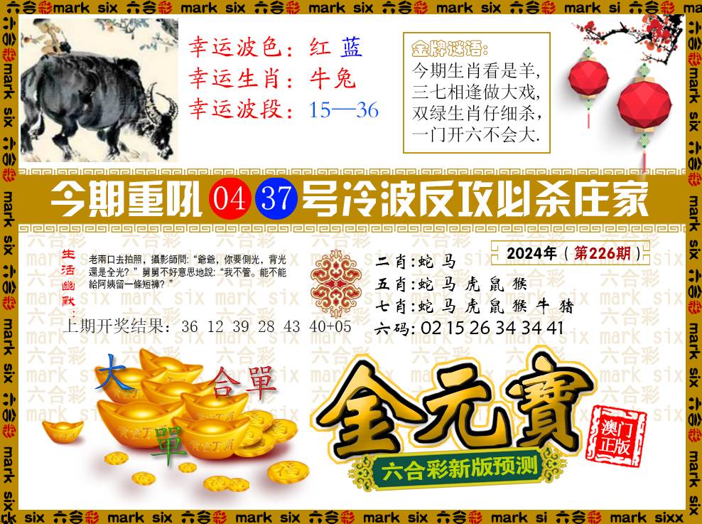 2024226期金元宝