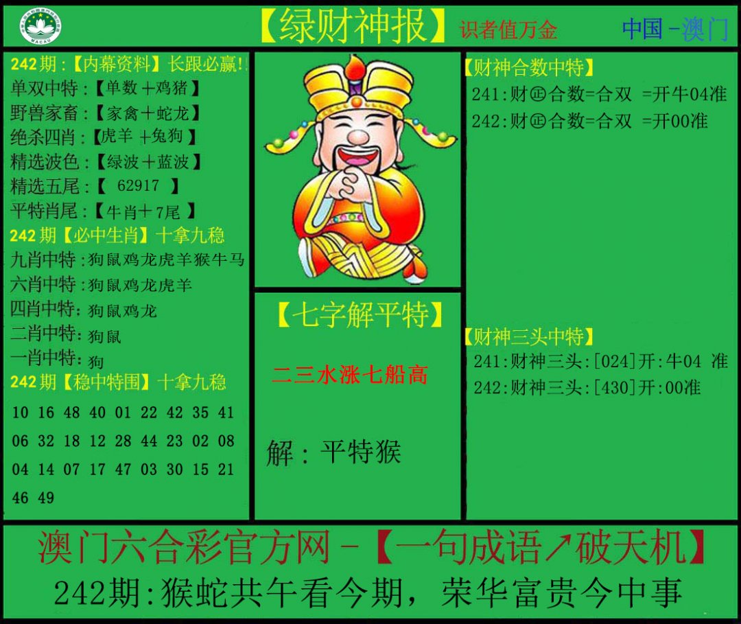 2024242期绿财神