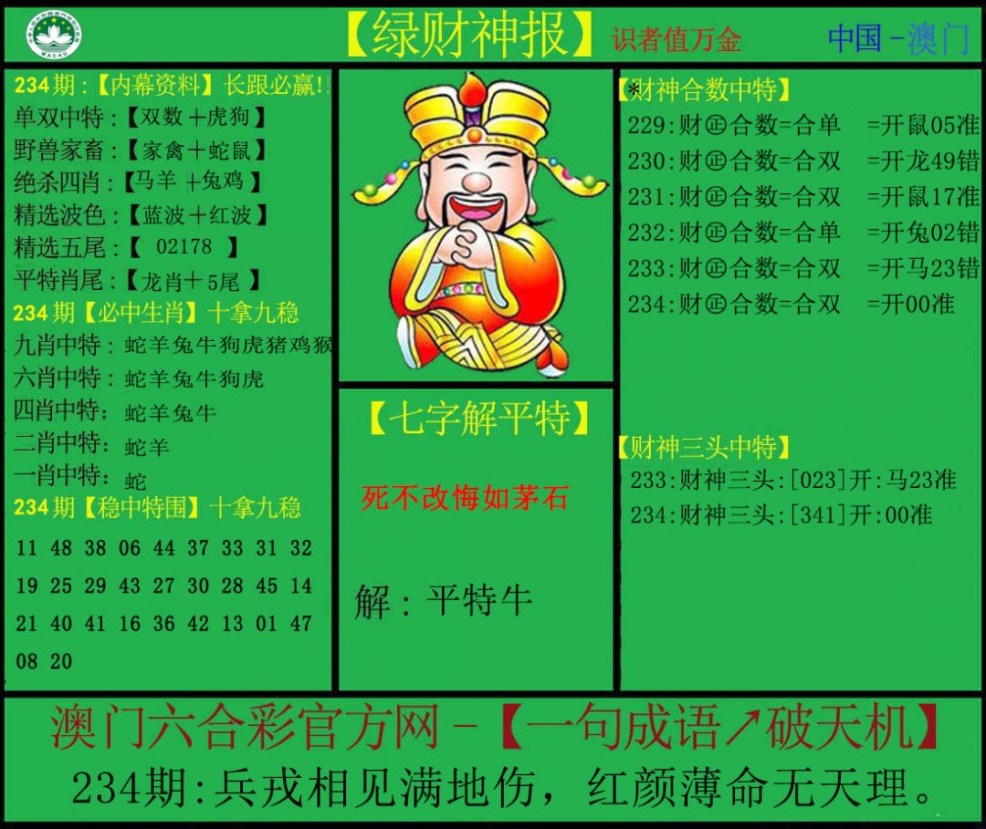 2024234期绿财神