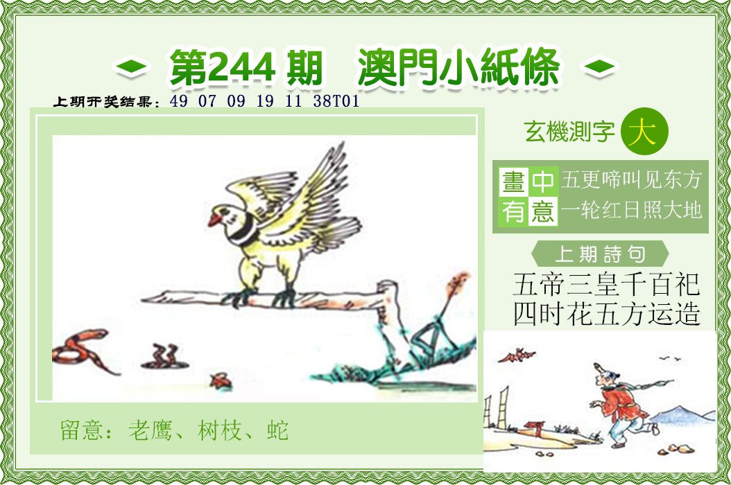 2024244期澳门小纸条