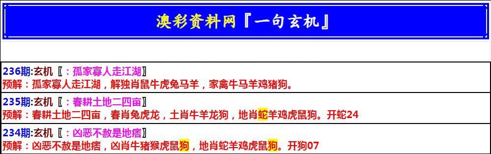 2024236期澳门一句玄机