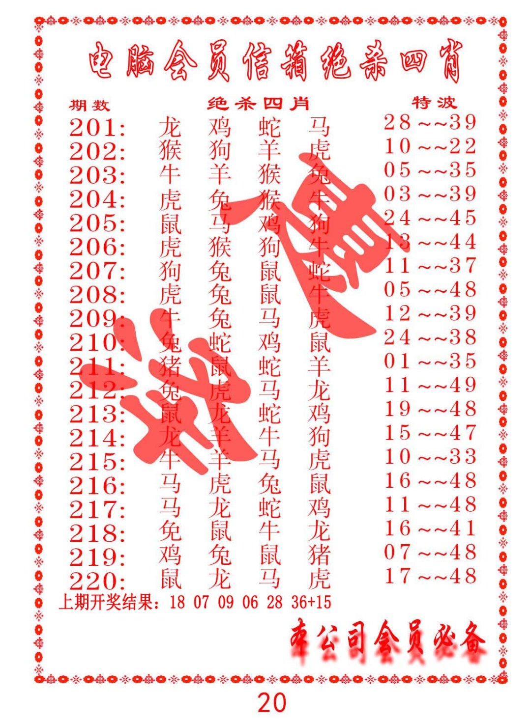 2024217期电脑会员-绝杀四肖