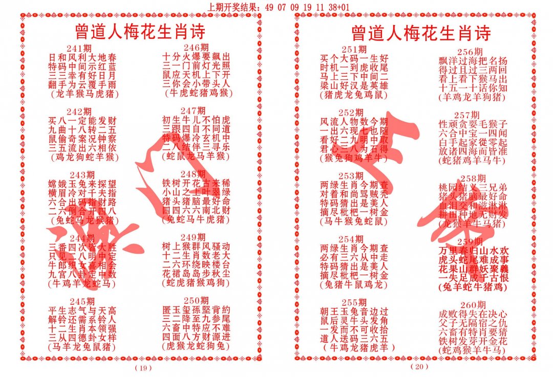 2024244期曾道人梅花生肖诗