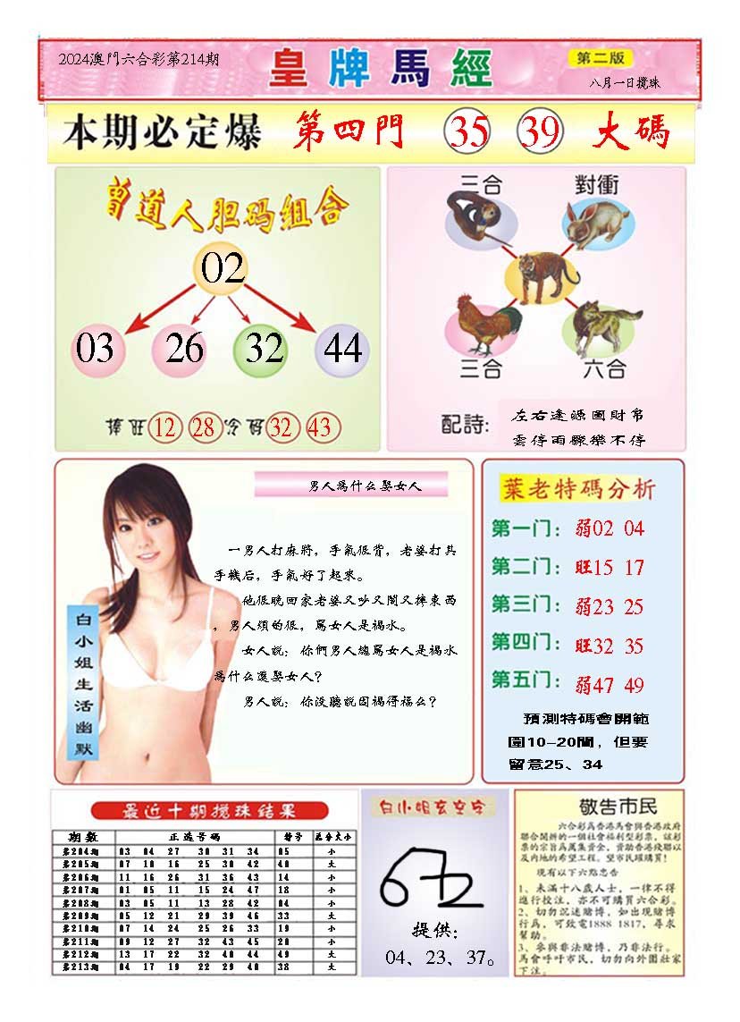2024214期皇版马经B