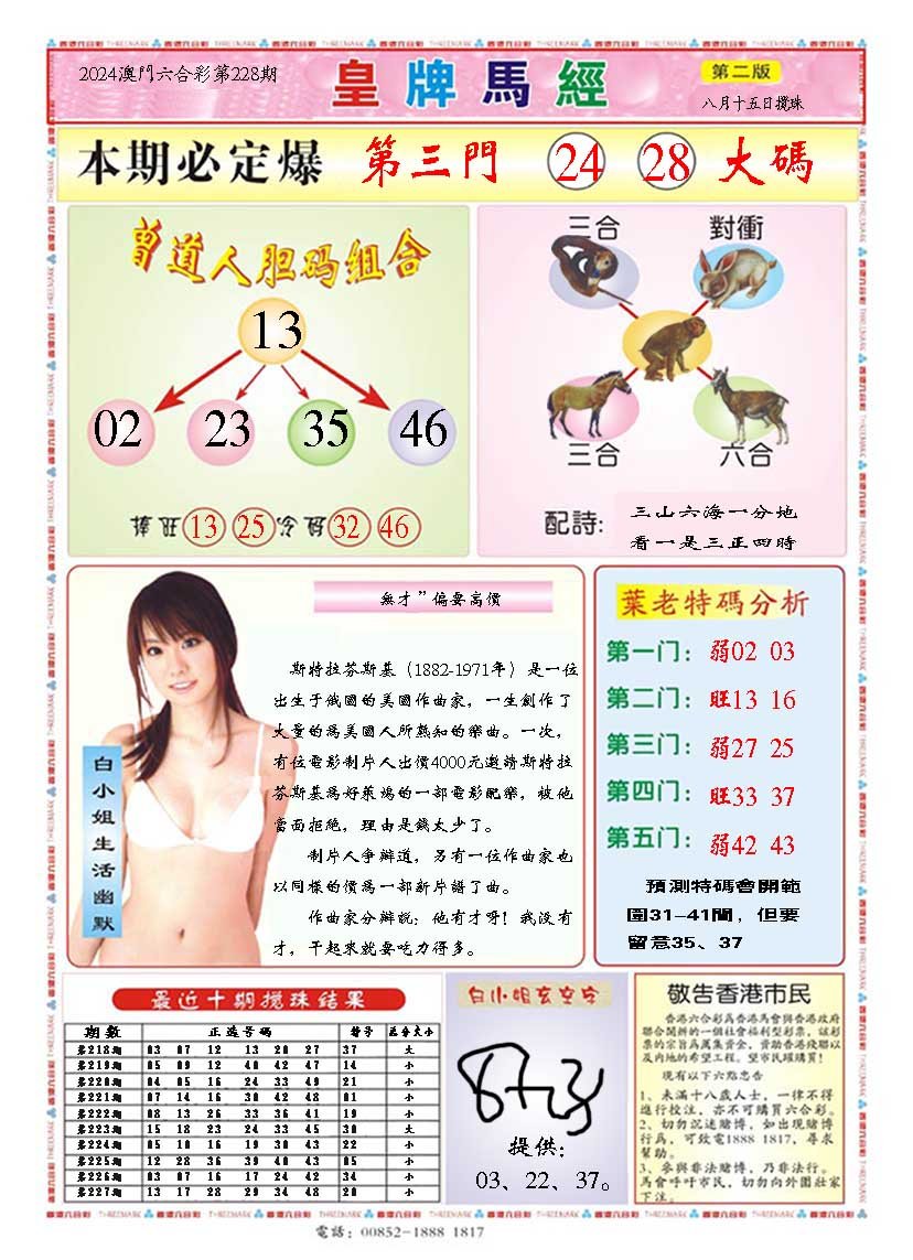 2024228期皇版马经B