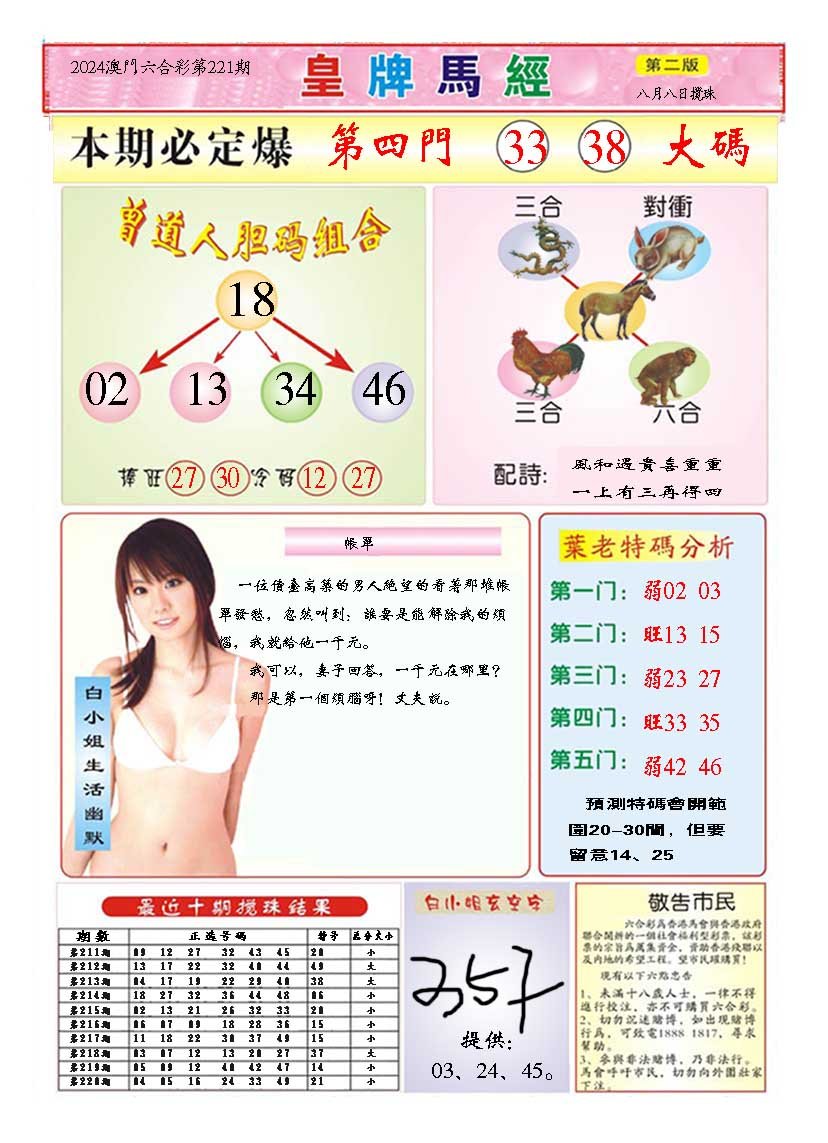 2024221期皇版马经B