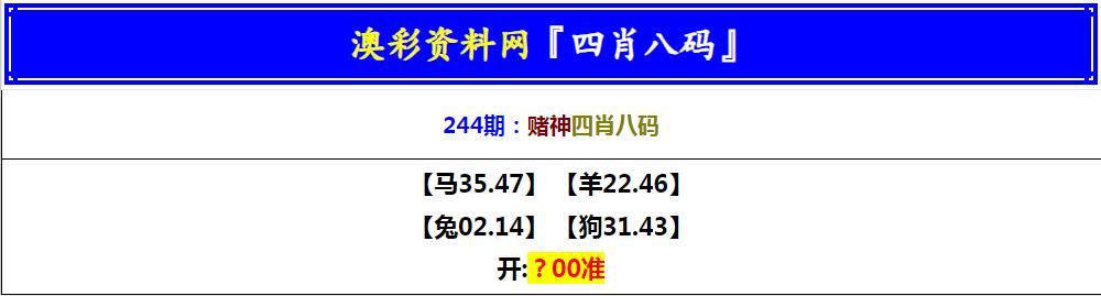 2024244期赌神四肖八码