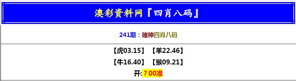 2024241期赌神四肖八码