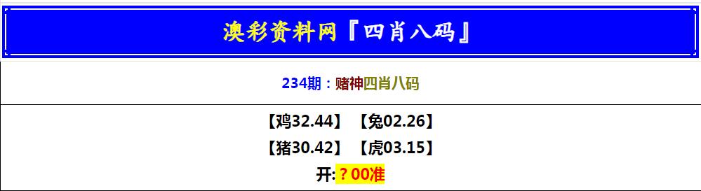 2024234期赌神四肖八码