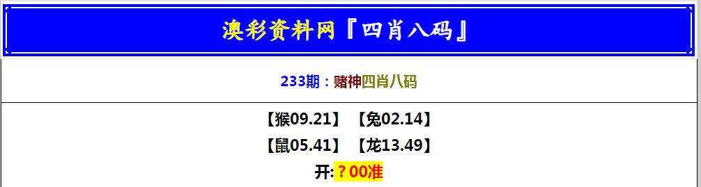 2024233期赌神四肖八码