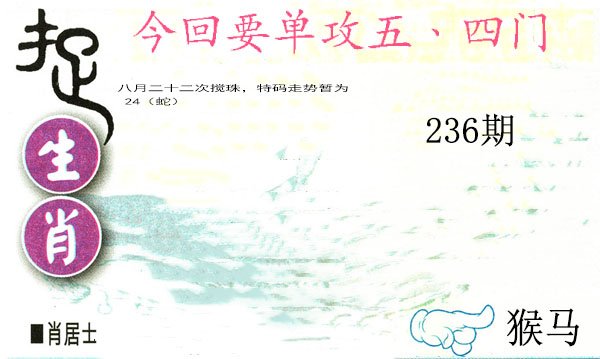 2024236期捉生肖