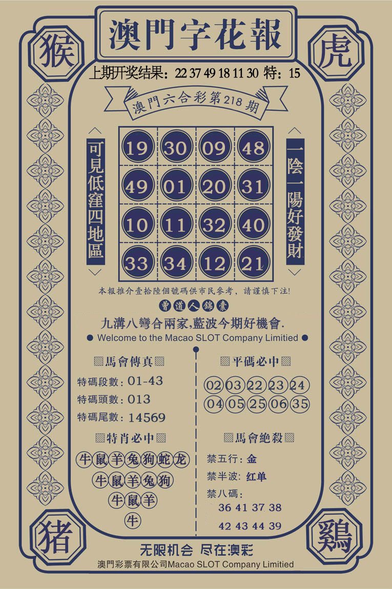 2024218期澳门字花报