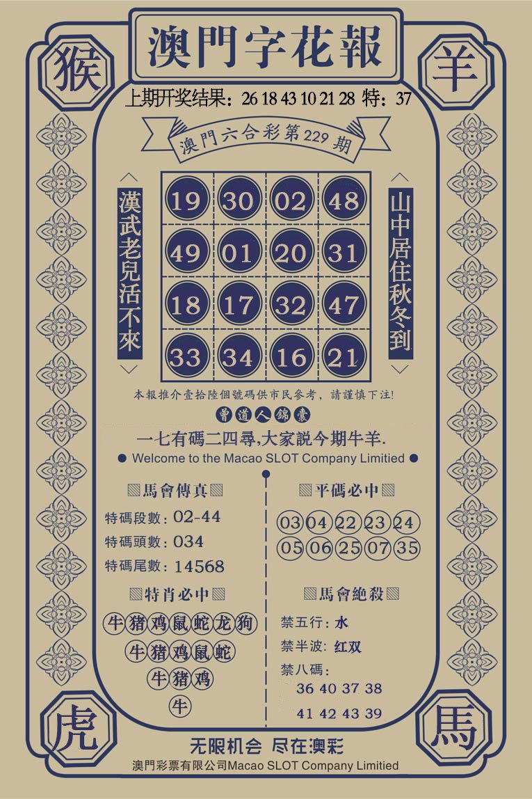 2024229期澳门字花报